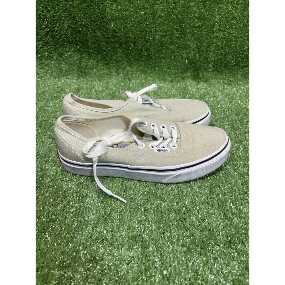 Womens VANS Authentic Beige Off White Canvas Casual Skate Shoes Sneakers Sz 5.5